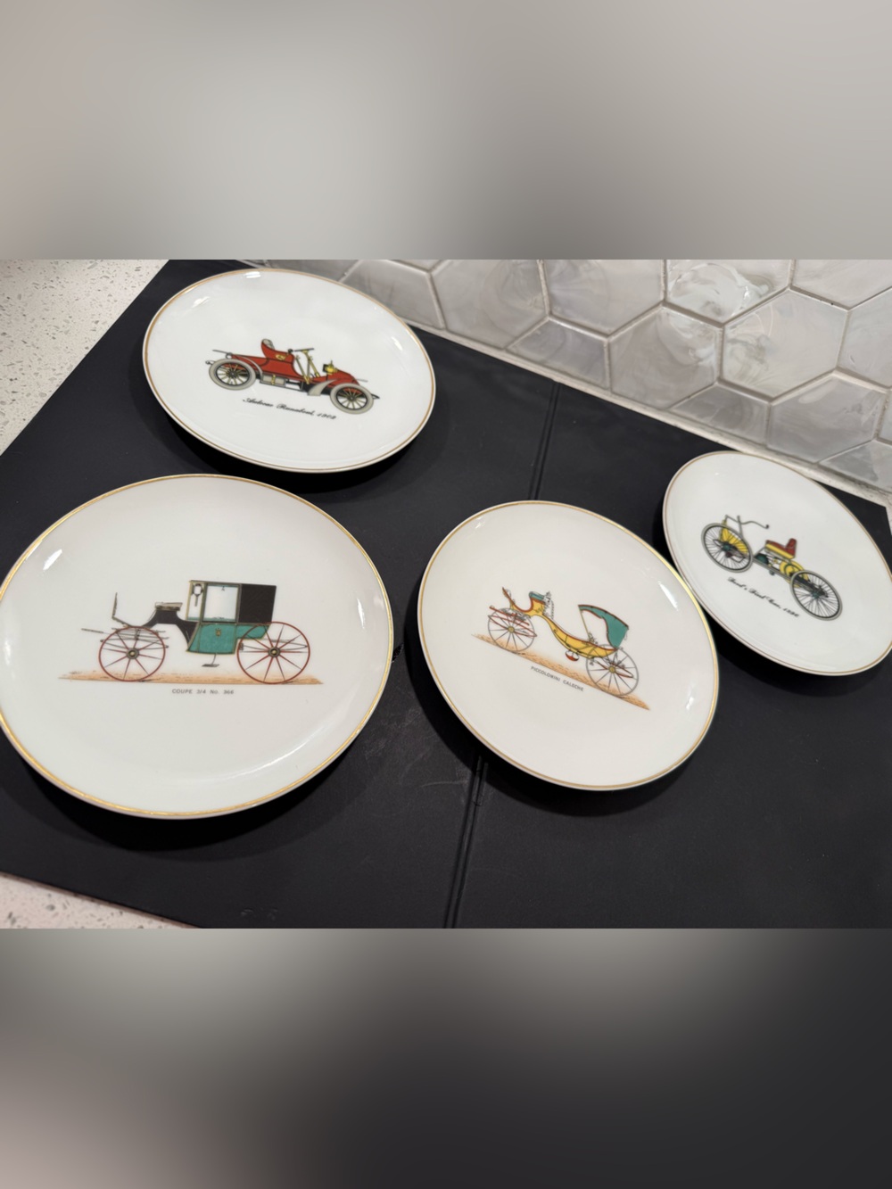 Vintage Porcelain De Paris Limoge Historic Transport Series Plates Set Of 4
